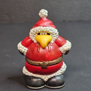 Penguin Santa Hinged Trinket Box Christmas Decoration 3.5" Figurine